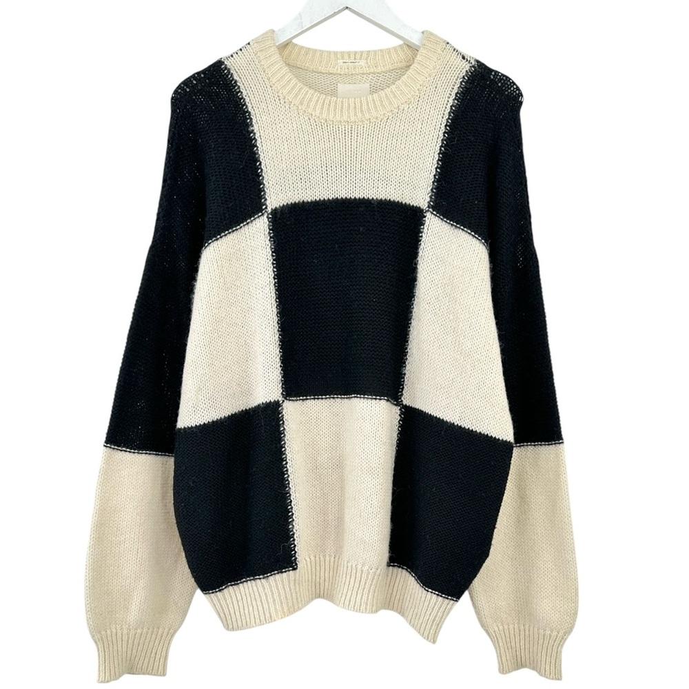 MOTHER Black & White "The Long Drop" Alpaca Wool Blend Oversized Sweater sz S